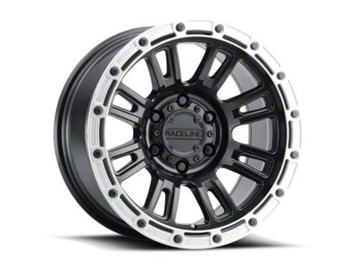 Raceline Compass Satin Black with Silver Ring 6-Lug Wheel; 18x9; -12mm Offset (22-24 Tundra)