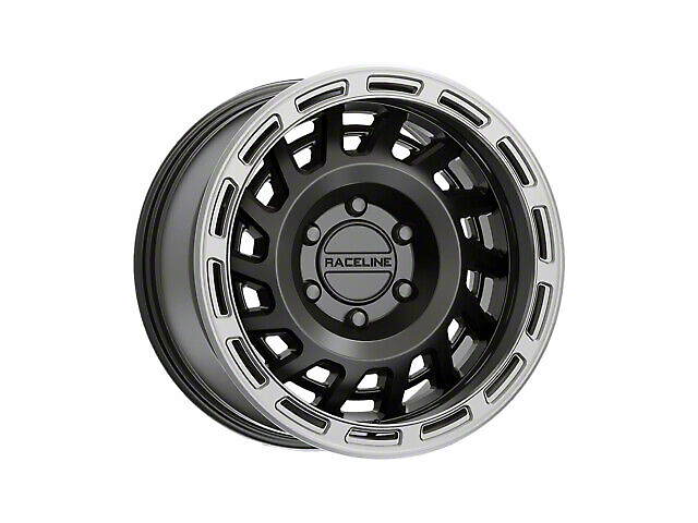 Raceline Halo Satin Black with Silver Ring 6-Lug Wheel; 18x9; 18mm Offset (99-06 Silverado 1500)