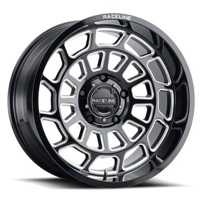 Raceline Bronco Warp Gloss Black Machined 6-Lug Wheel; 20x10; -19mm ...