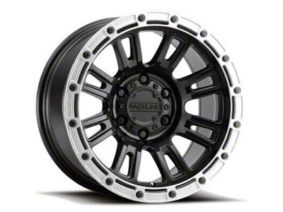 Raceline Compass Satin Black with Silver Ring 6-Lug Wheel; 17x9; -12mm Offset (16-23 Tacoma)