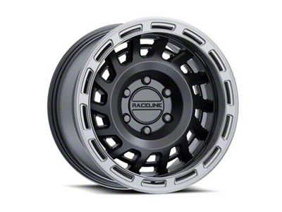 Raceline Halo Satin Black with Silver Ring 6-Lug Wheel; 17x8.5; 0mm Offset (16-23 Tacoma)