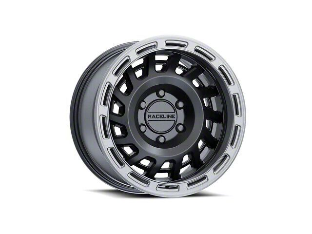 Raceline Halo Satin Black with Silver Ring 6-Lug Wheel; 17x9; -12mm Offset (10-24 4Runner)