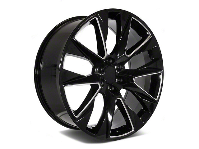 Factory Style Wheels RST Style Gloss Black Milled 6-Lug Wheel; 22x9; 31mm Offset (15-20 Yukon)