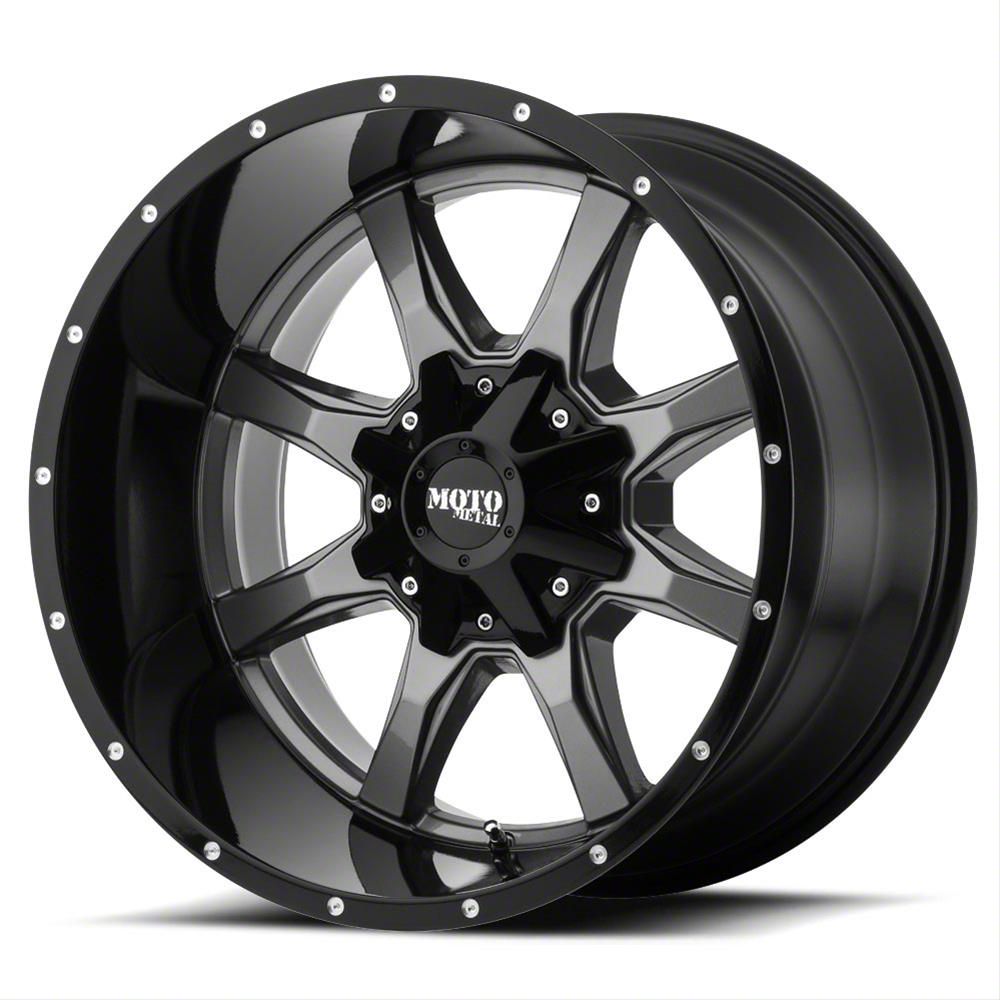 Moto Metal MO970 Gloss Gray Center with Gloss Black Lip 6-Lug Wheel; 24x14; -76mm Offset (16-23 Titan XD)