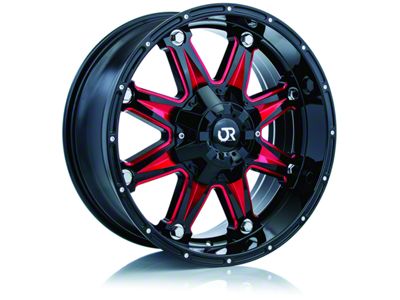 RTX Offroad Wheels Spine Black with Milled Red Spokes 6-Lug Wheel; 18x9; 10mm Offset (16-24 Titan XD)