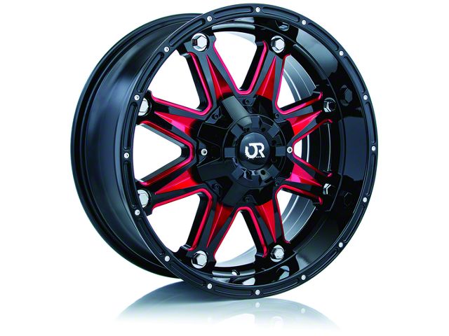 RTX Offroad Wheels Spine Black with Milled Red Spokes 6-Lug Wheel; 18x9; 10mm Offset (05-15 Tacoma)