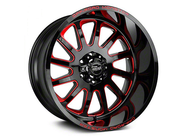 Off Road Monster M17 Gloss Black Candy Red Milled 6-Lug Wheel; 22x12; -44mm Offset (16-23 Titan XD)
