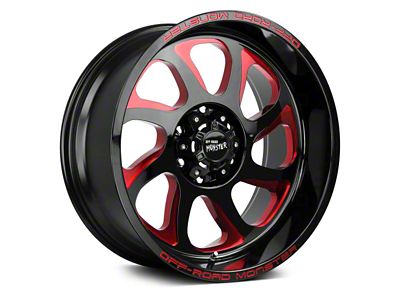 Off Road Monster M22 Gloss Black Candy Red Milled 6-Lug Wheel; 22x12; -44mm Offset (03-09 4Runner)
