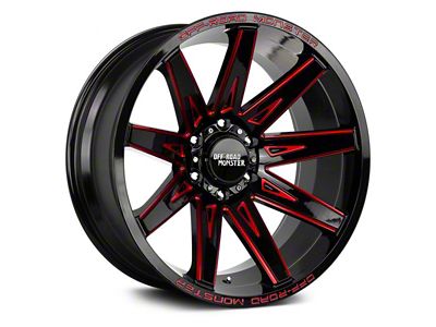 Off Road Monster M25 Gloss Black Candy Red Milled 6-Lug Wheel; 22x12; -44mm Offset (22-24 Tundra)