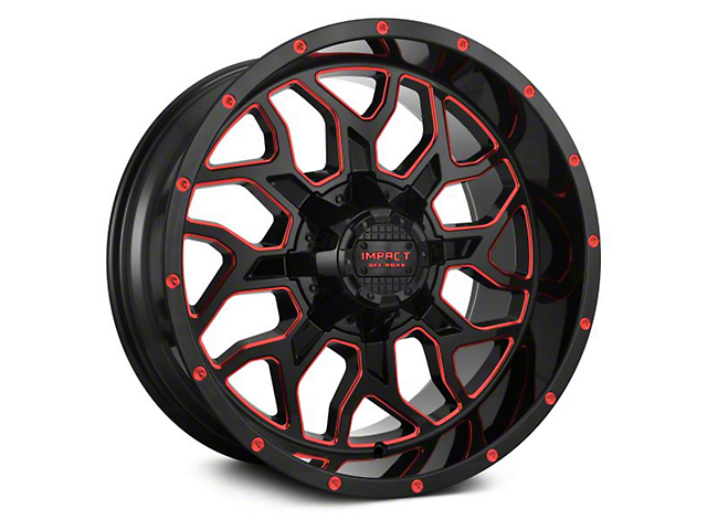 Impact Wheels 813 Gloss Black and Red Milled 6-Lug Wheel; 20x10; -12mm Offset (04-15 Titan)