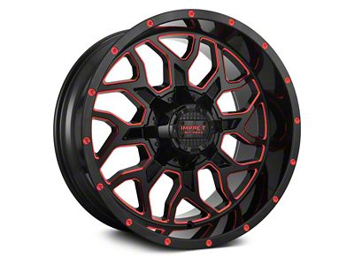 Impact Wheels 813 Gloss Black and Red Milled 6-Lug Wheel; 20x10; -12mm Offset (17-24 Titan)