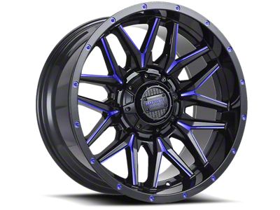 Impact Wheels 819 Gloss Black and Blue Milled 6-Lug Wheel; 18x9; 0mm Offset (04-15 Titan)