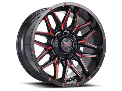 Impact Wheels 819 Gloss Black and Red Milled 6-Lug Wheel; 18x9; -12mm Offset (2024 Tacoma)