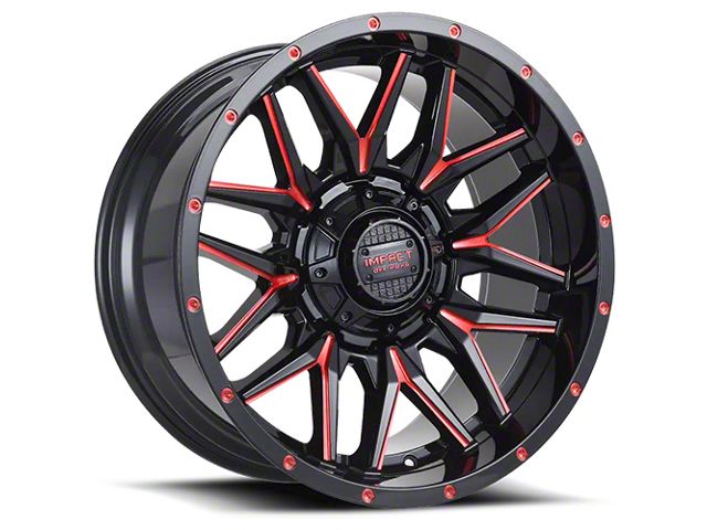 Impact Wheels 819 Gloss Black and Red Milled 6-Lug Wheel; 18x9; -12mm Offset (22-24 Tundra)