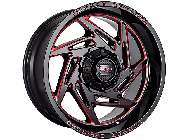 Impact Wheels 830 Gloss Black and Red Milled 6-Lug Wheel; 20x10; -12mm Offset (04-15 Titan)
