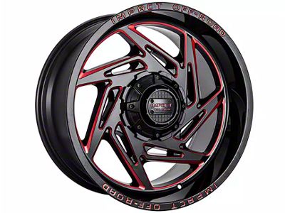 Impact Wheels 830 Gloss Black and Red Milled 6-Lug Wheel; 20x10; -12mm Offset (21-24 Bronco, Excluding Raptor)