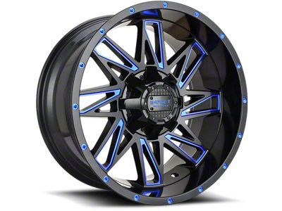 Impact Wheels 814 Gloss Black and Blue Milled 6-Lug Wheel; 17x9; 0mm Offset (2024 Tacoma)