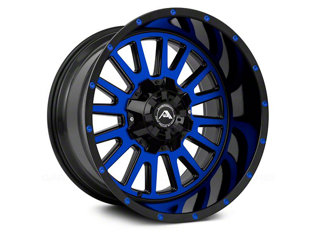 American Off-Road Wheels A105 Gloss Black Machined with Blue Tint 6-Lug Wheel; 20x10; -24mm Offset (16-23 Titan XD)