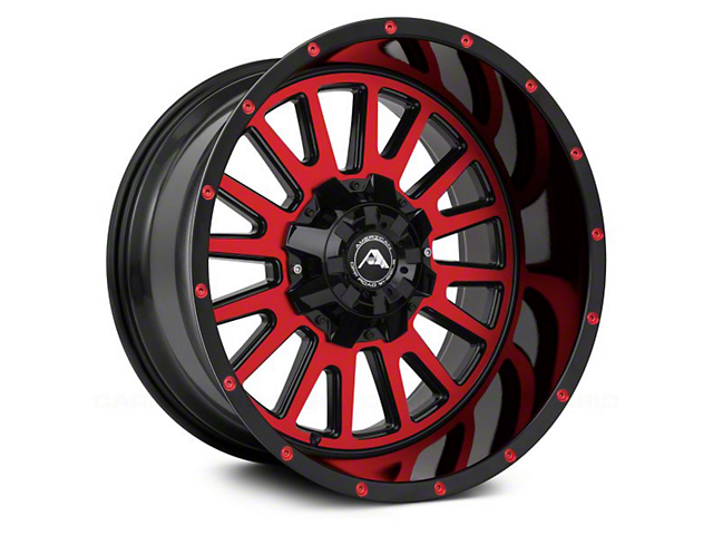American Off-Road Wheels A105 Gloss Black Machined with Red Tint 6-Lug Wheel; 20x10; -24mm Offset (16-23 Titan XD)