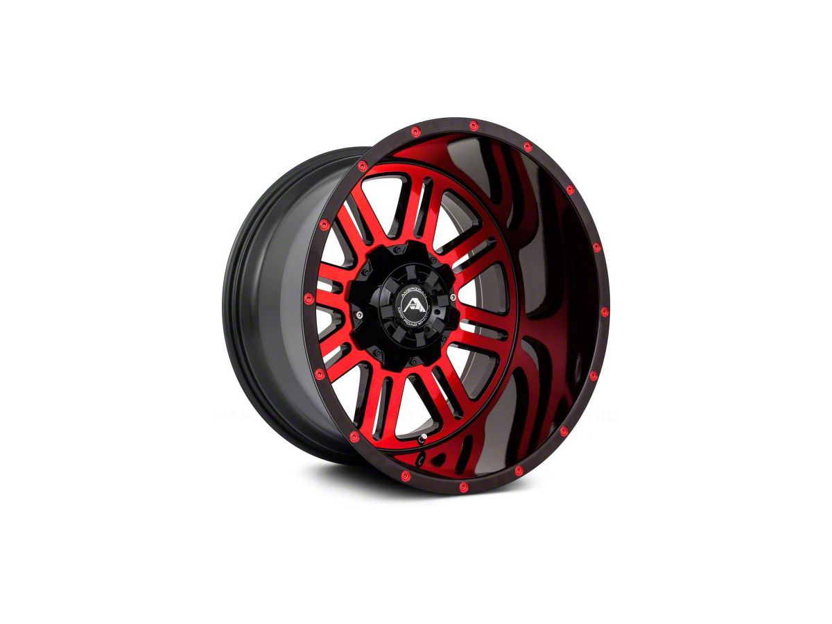 American Off-Road Wheels A106 Gloss Black Machined with Red Tint 6-Lug  Wheel; 22x14; -76mm Offset (04-15 Titan)