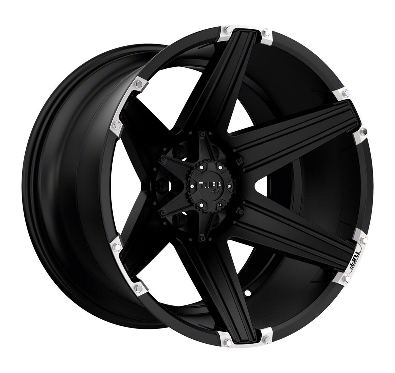 Tuff A.T. T12 Satin Black with Brushed Inserts 6-Lug Wheel; 22x12; -45mm Offset (17-23 Titan)