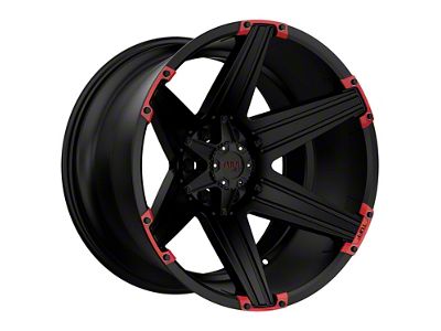 Tuff A.T. T12 Satin Black with Red Inserts 6-Lug Wheel; 22x10; -25mm Offset (2024 Tacoma)