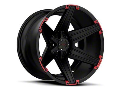 Tuff A.T. T12 Satin Black with Red Inserts 6-Lug Wheel; 22x12; -45mm Offset (03-09 4Runner)