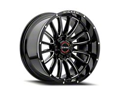 Wicked Offroad W908 Gloss Black Milled 6-Lug Wheel; 20x10; -19mm Offset (22-23 Tundra)