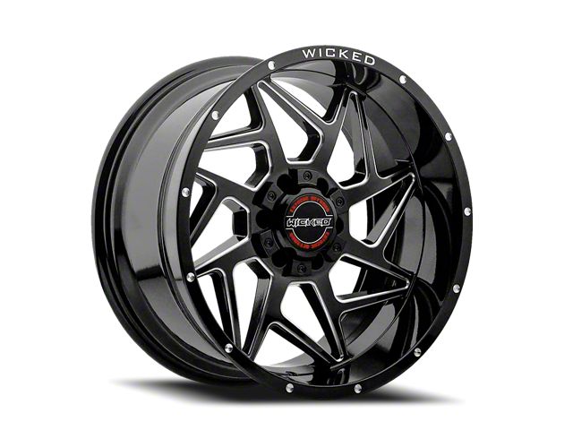 Wicked Offroad W932 Gloss Black Milled 6-Lug Wheel; 20x9; 0mm Offset (03-09 4Runner)