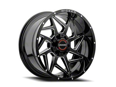 Wicked Offroad W932 Gloss Black Milled 6-Lug Wheel; 20x9; 0mm Offset (03-09 4Runner)