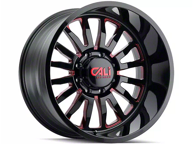 Cali Off-Road Summit Gloss Black with Red Milled Spokes 6-Lug Wheel; 20x10; -25mm Offset (22-23 Tundra)
