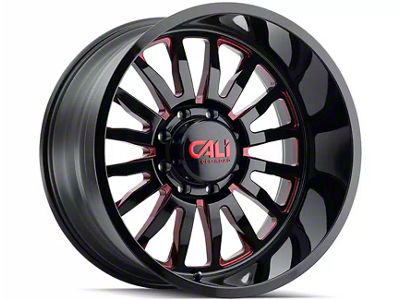 Cali Off-Road Summit Gloss Black with Red Milled Spokes 6-Lug Wheel; 20x9; 0mm Offset (16-24 Titan XD)