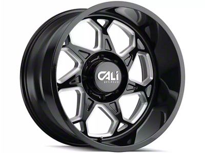 Cali Off-Road Sevenfold Gloss Black Milled 6-Lug Wheel; 22x12; -51mm Offset (04-15 Titan)
