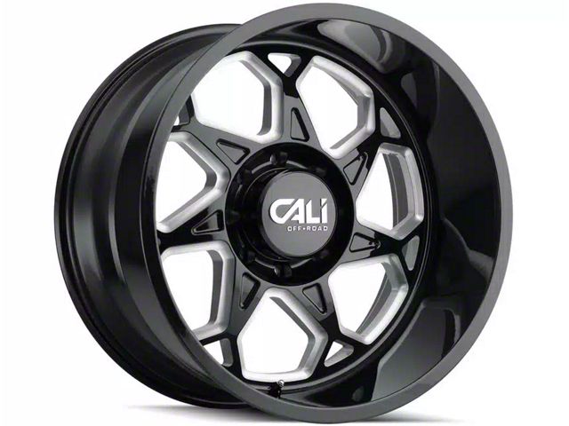 Cali Off-Road Sevenfold Gloss Black Milled 6-Lug Wheel; 22x12; -51mm Offset (10-24 4Runner)