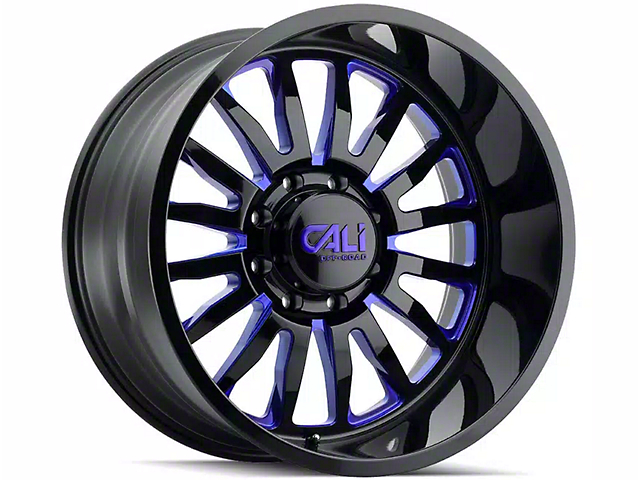 Cali Off-Road Summit Gloss Black with Blue Milled Spokes 6-Lug Wheel; 22x12; -51mm Offset (10-23 4Runner)