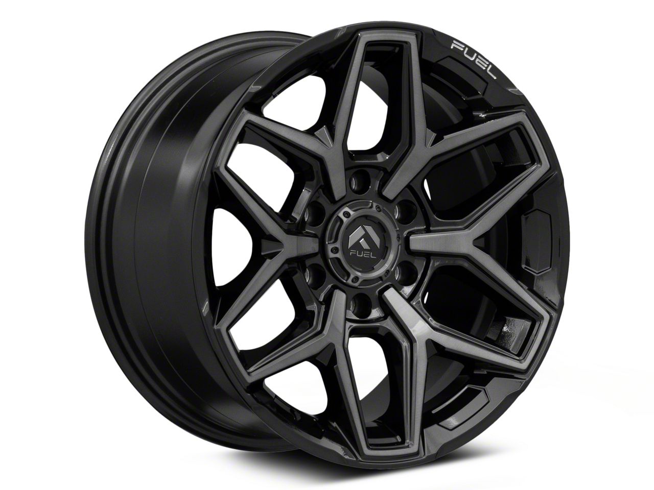 Fuel Wheels Flux Gloss Black Brushed with Gray Tint 6-Lug Wheel; 18x9; 20mm Offset (22-23 Tundra)