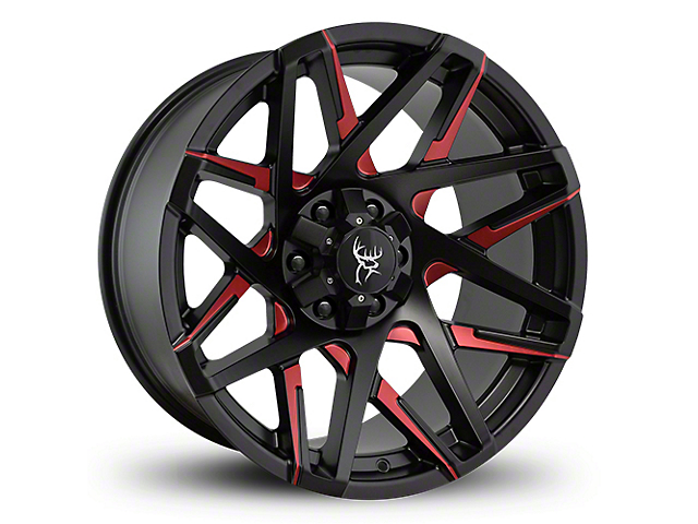 Buck Commander Canyon Satin Black Milled Face with Red Clear Wheel; 20x10; -25mm Offset (16-23 Titan XD)