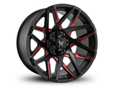 Buck Commander Canyon Satin Black Milled Face with Red Clear Wheel; 20x10; -25mm Offset (22-24 Tundra)