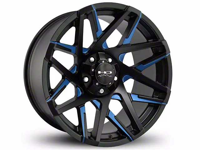 HD Off-Road Wheels Canyon Satin Black Milled with Blue Clear Wheel; 20x10; -25mm Offset (17-23 Titan)