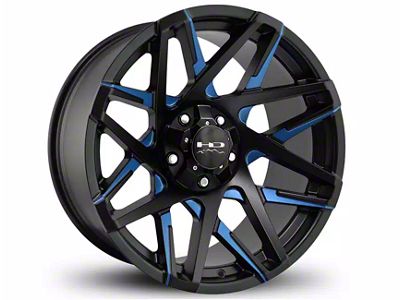 HD Off-Road Wheels Canyon Satin Black Milled with Blue Clear Wheel; 20x10; -25mm Offset (03-09 4Runner)