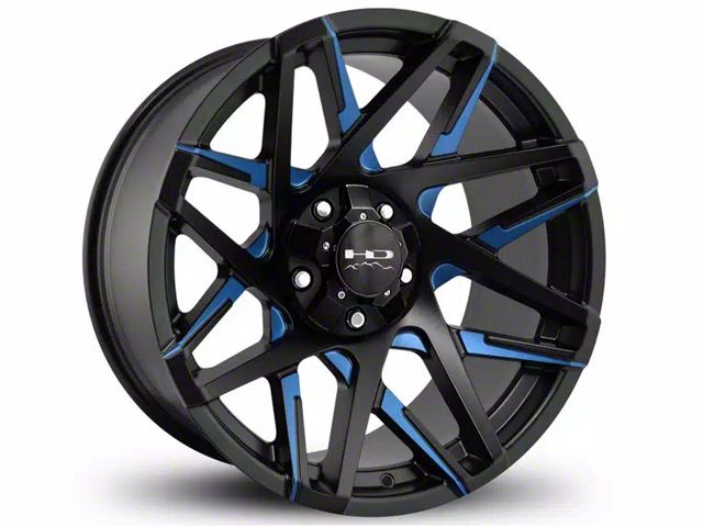 HD Off-Road Wheels Canyon Satin Black Milled with Blue Clear Wheel; 20x10; -25mm Offset (17-24 Titan)