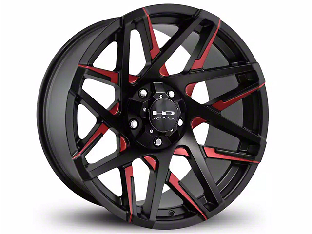 HD Off-Road Wheels Canyon Satin Black Milled with Red Clear Wheel; 20x10; -25mm Offset (17-23 Titan)