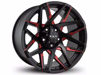 HD Off-Road Wheels Canyon Satin Black Milled with Red Clear Wheel; 20x10; -25mm Offset (03-09 4Runner)
