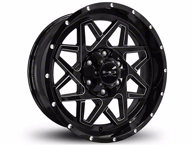 HD Off-Road Wheels Gridlock Gloss Black Milled Wheel; 20x9; -10mm Offset (17-23 Titan)