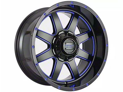 Impact Wheels 804 Gloss Black and Blue Milled 6-Lug Wheel; 20x10; -12mm Offset (2024 Tacoma)