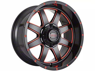 Impact Wheels 804 Gloss Black and Red Milled 6-Lug Wheel; 20x10; -12mm Offset (17-24 Titan)
