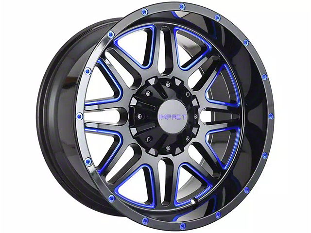 Impact Wheels 806 Gloss Black and Blue Milled 6-Lug Wheel; 20x10; -12mm Offset (16-23 Titan XD)