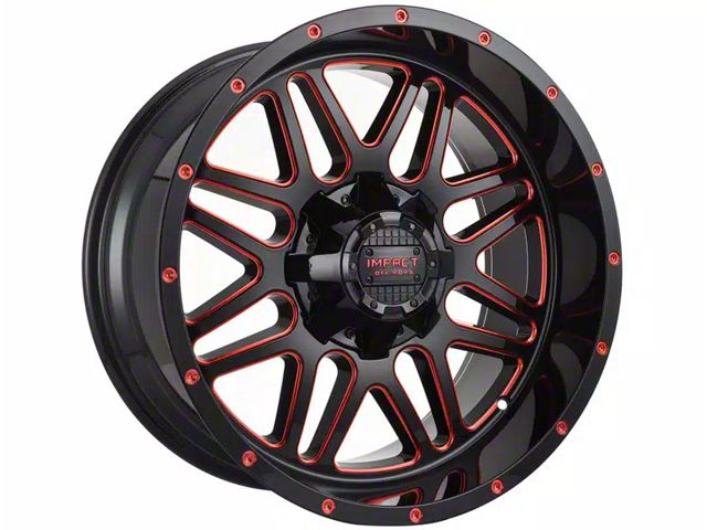 Impact Wheels 806 Gloss Black and Red Milled 6-Lug Wheel; 20x10; -12mm Offset (17-24 Titan)