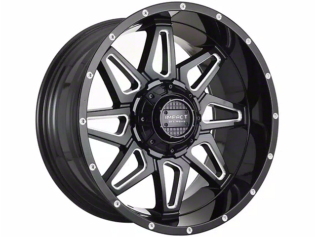 Impact Wheels 807 Gloss Black Milled 6-Lug Wheel; 20x10; -12mm Offset (04-15 Titan)