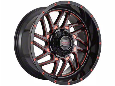 Impact Wheels 808 Gloss Black and Red Milled 6-Lug Wheel; 20x10; -12mm Offset (05-15 Tacoma)